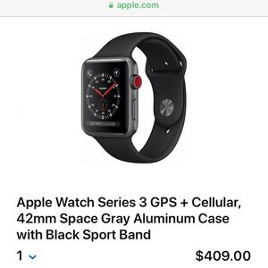 Apple Watch Series 3 GPS + Cell, 42mm Space Gray
